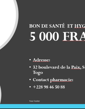 BON DE 5 000 Francs CFA Santé et Hygiène
