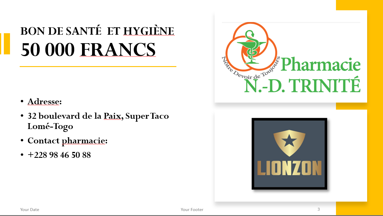 BON DE 50 000 Francs CFA Santé et Hygiène