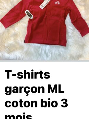 T-shirts Garçon ML coton bio 3 mois