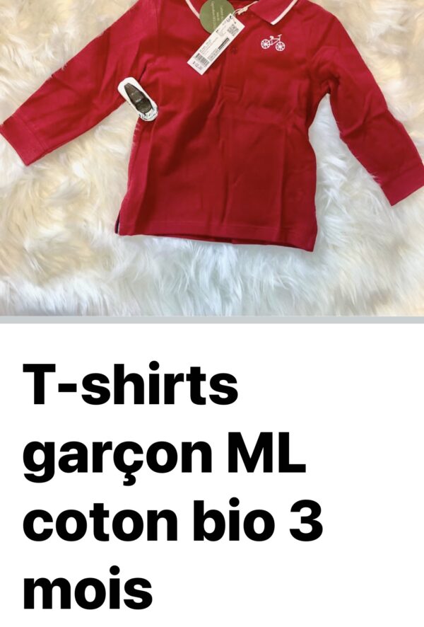 T-shirts Garçon ML coton bio 3 mois